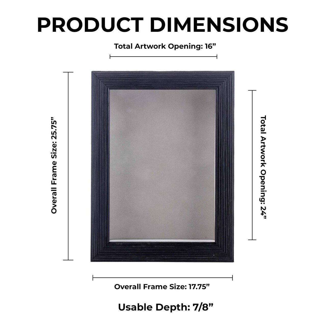 Rustic Black Wood Shadow Box Frame with Acrylic Front - Light Brown Suede Backing, 30 Sizes